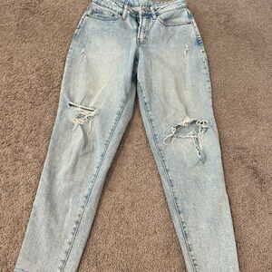 Old Navy Light Blue Distressed Straight Leg Jeans